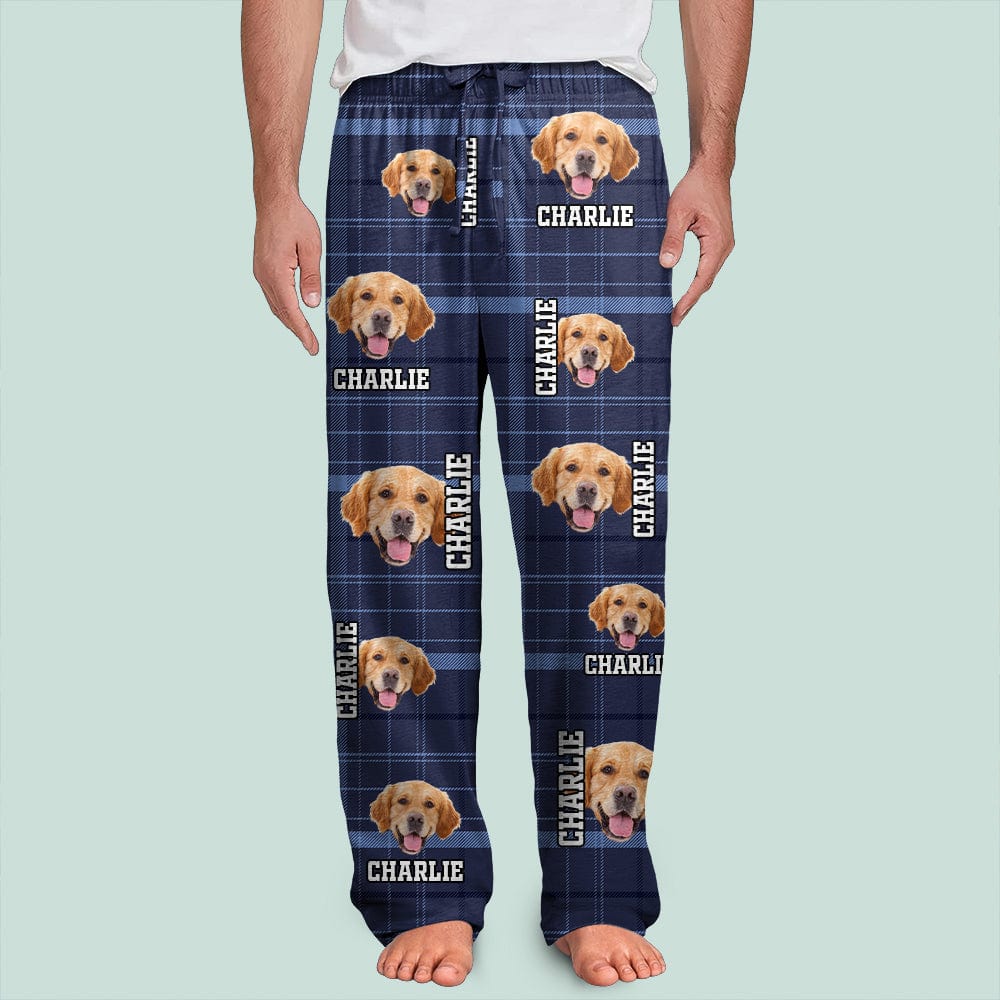 Custom Photo Name Dog Cat - Flannel Pants For Pet Lovers