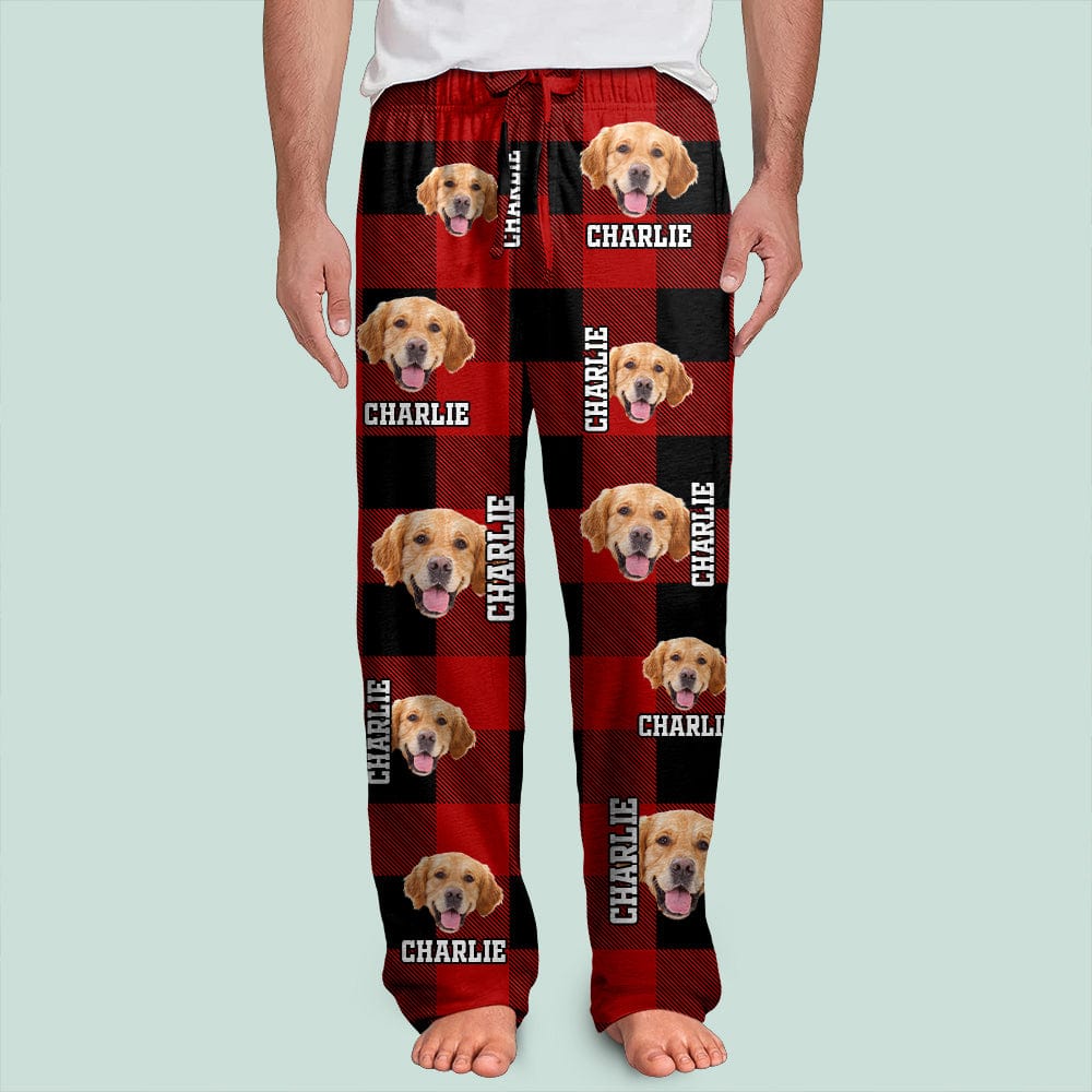 Custom Photo Name Dog Cat - Flannel Pants For Pet Lovers Main image