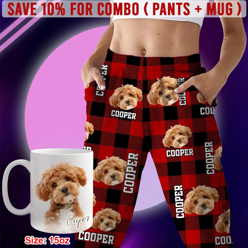 Custom Photo Name Dog Cat - Flannel Pajamas For Pet Lovers