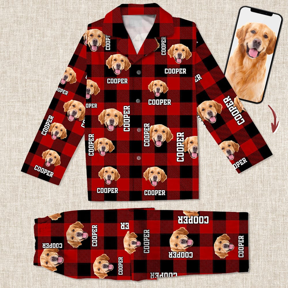 Custom Photo Name Dog Cat - Flannel Pajamas For Pet Lovers