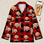 Custom Photo Name Dog Cat - Flannel Pajamas For Pet Lovers