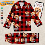 Custom Photo Name Dog Cat - Flannel Pajamas For Pet Lovers