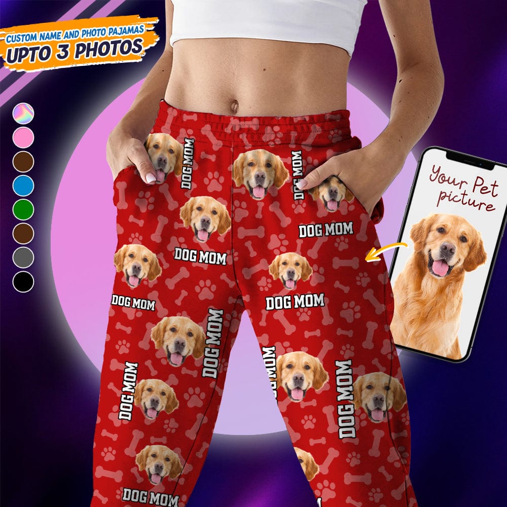 Custom Photo Name Paw Pattern - Dog Cat Pajamas For Pet Lovers
