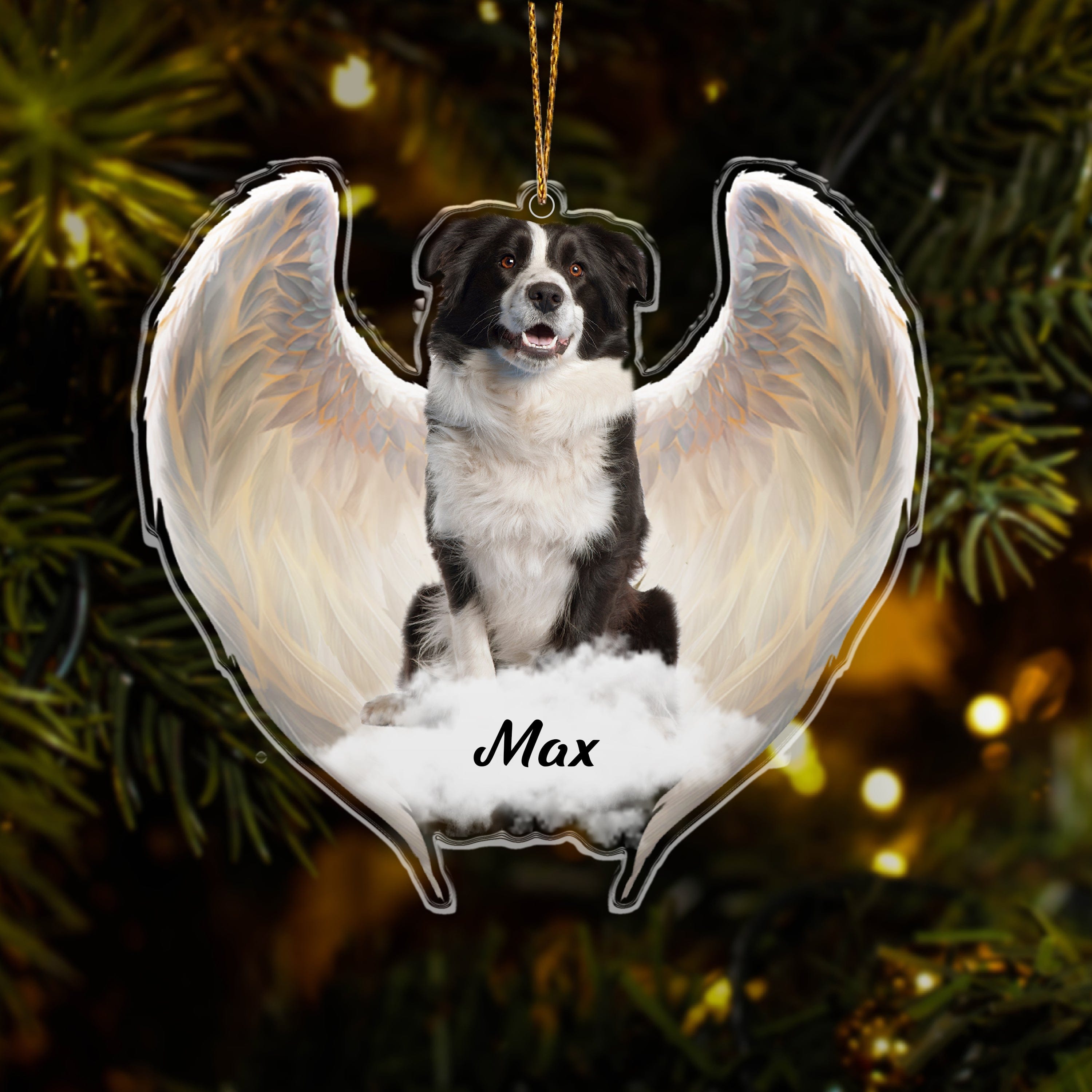 Custom Photo Pet Memorial Acrylic Ornament - Angel Wings Keepsake