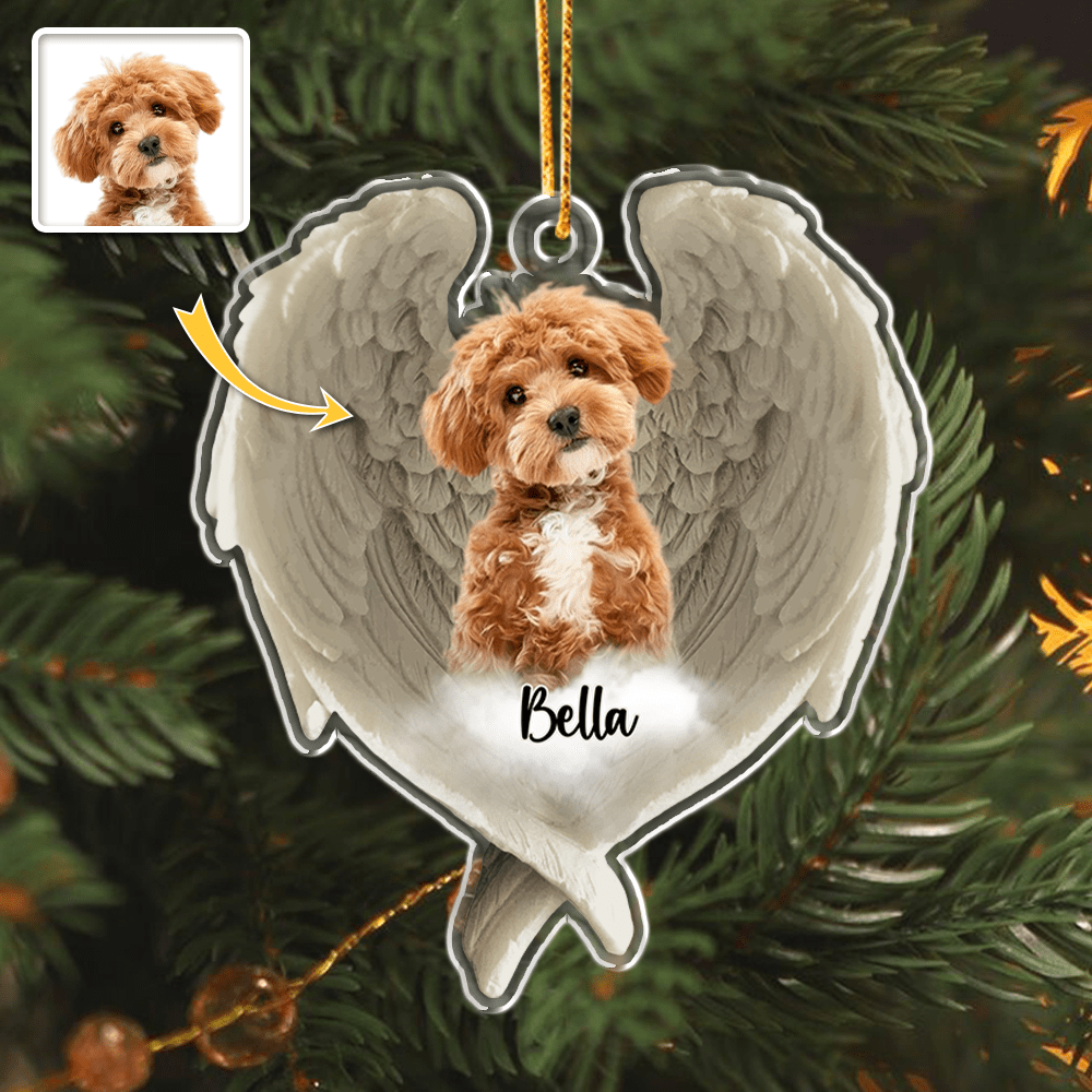 Custom Photo Pet Within Angel Wings - Memorial Dog Cat Acrylic Ornament