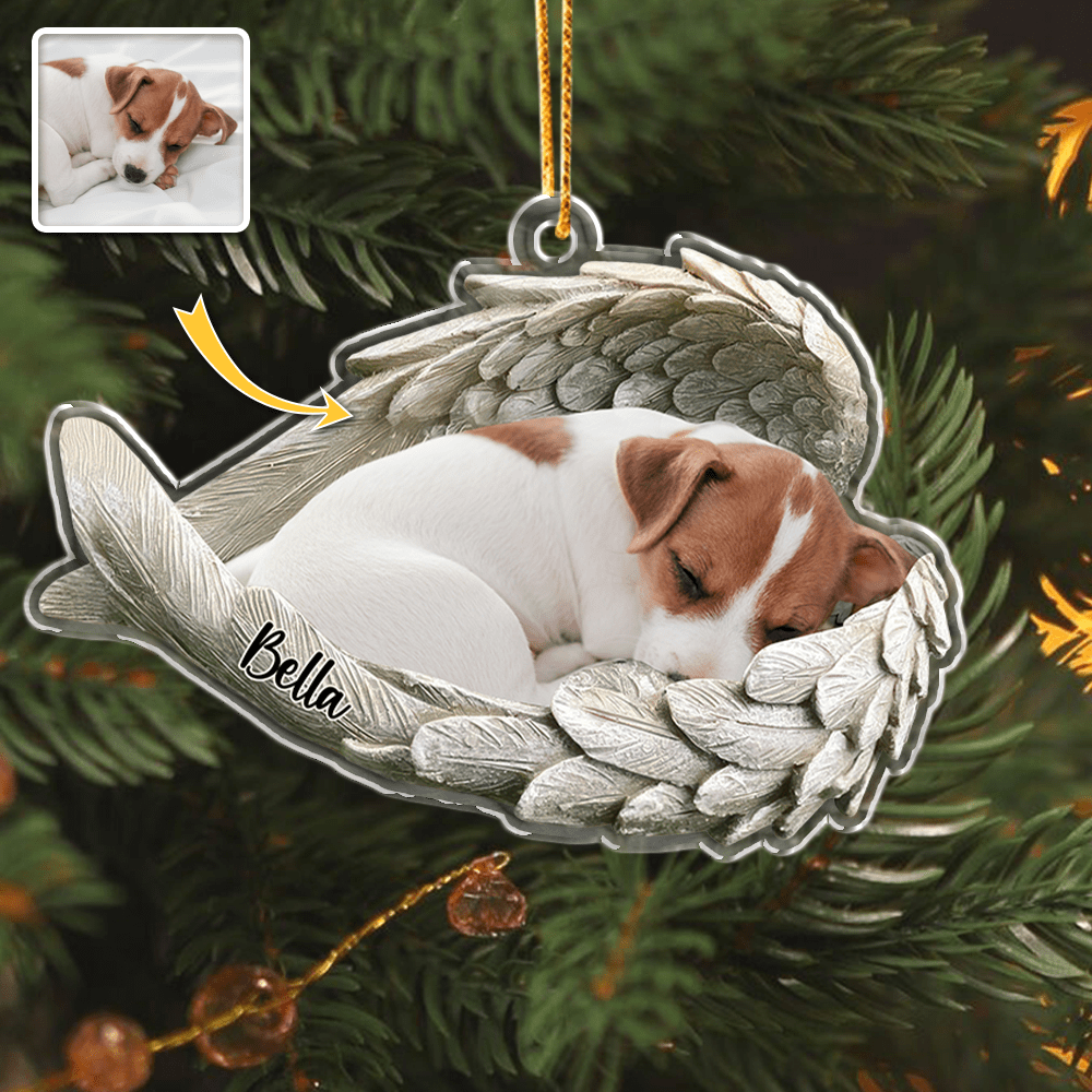 Custom Photo Pet Within Angel Wings - Memorial Dog Cat Acrylic Ornament