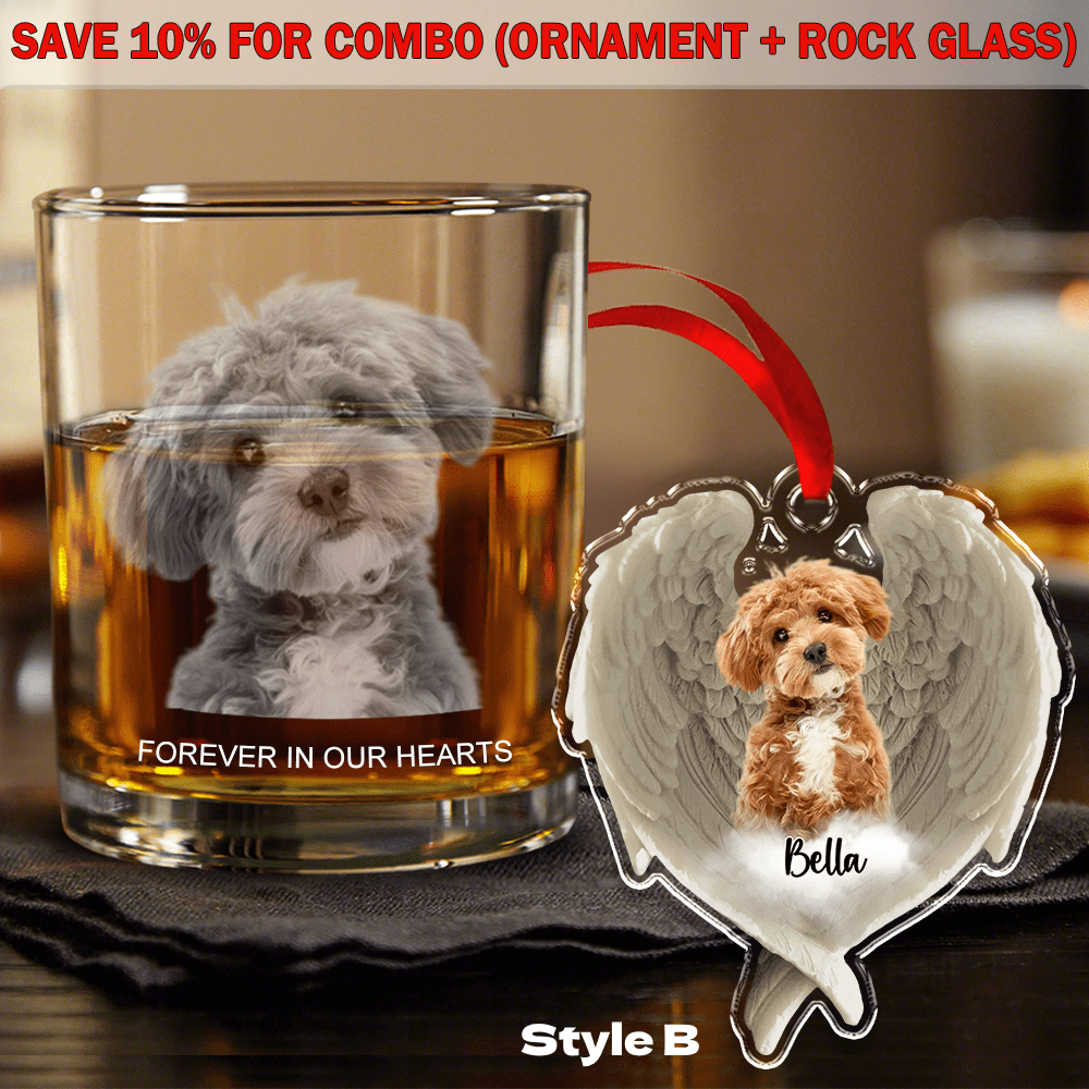 Custom Photo Pet Within Angel Wings - Memorial Dog Cat Acrylic Ornament
