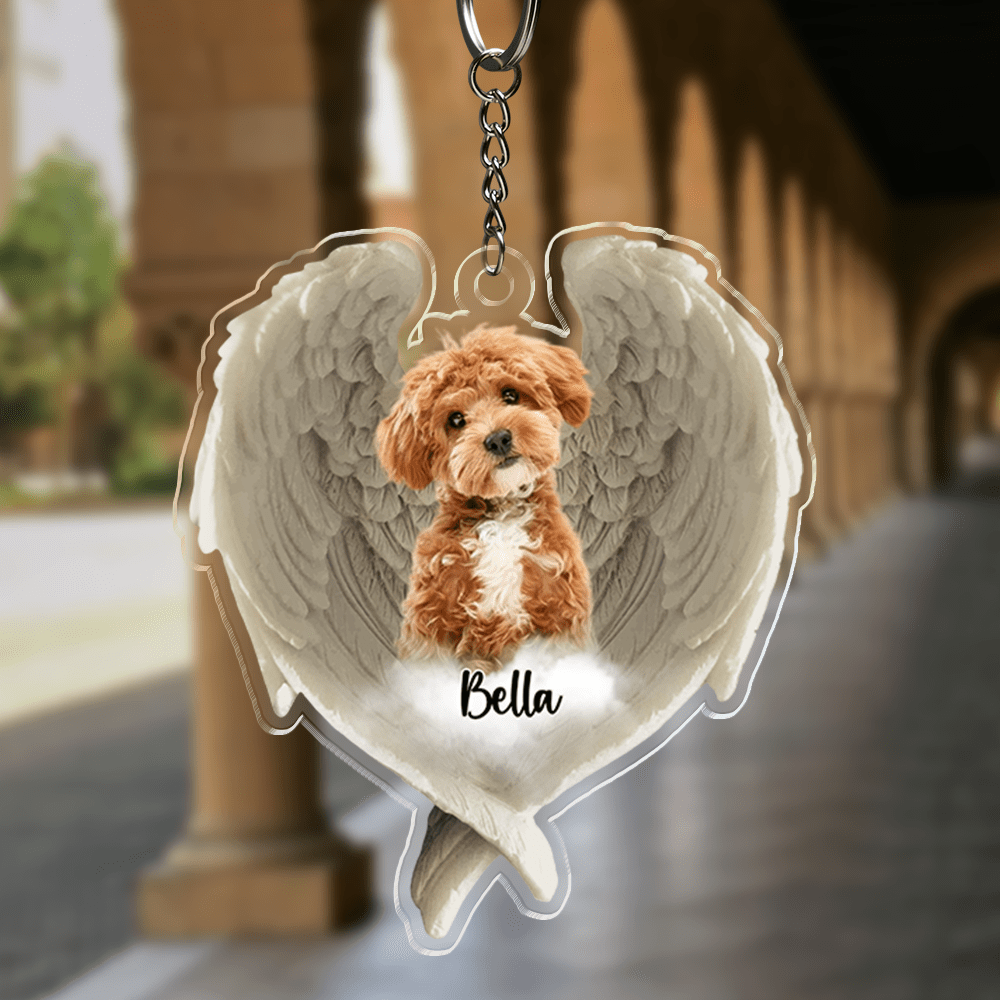 Custom Photo Pet Within Angel Wings - Memorial Dog Cat Acrylic Ornament