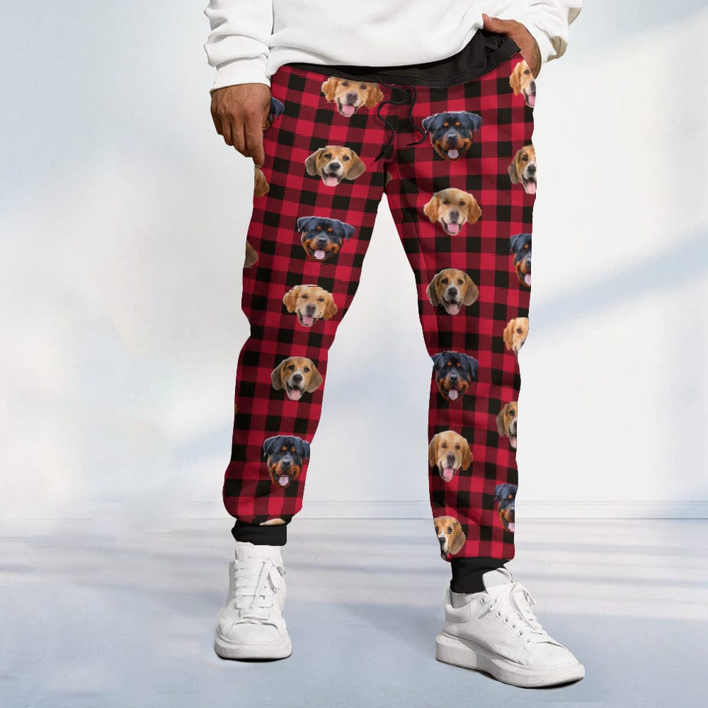 Custom Photo With Christmas Pattern Dog Cat - Sweatpants For Men And Women