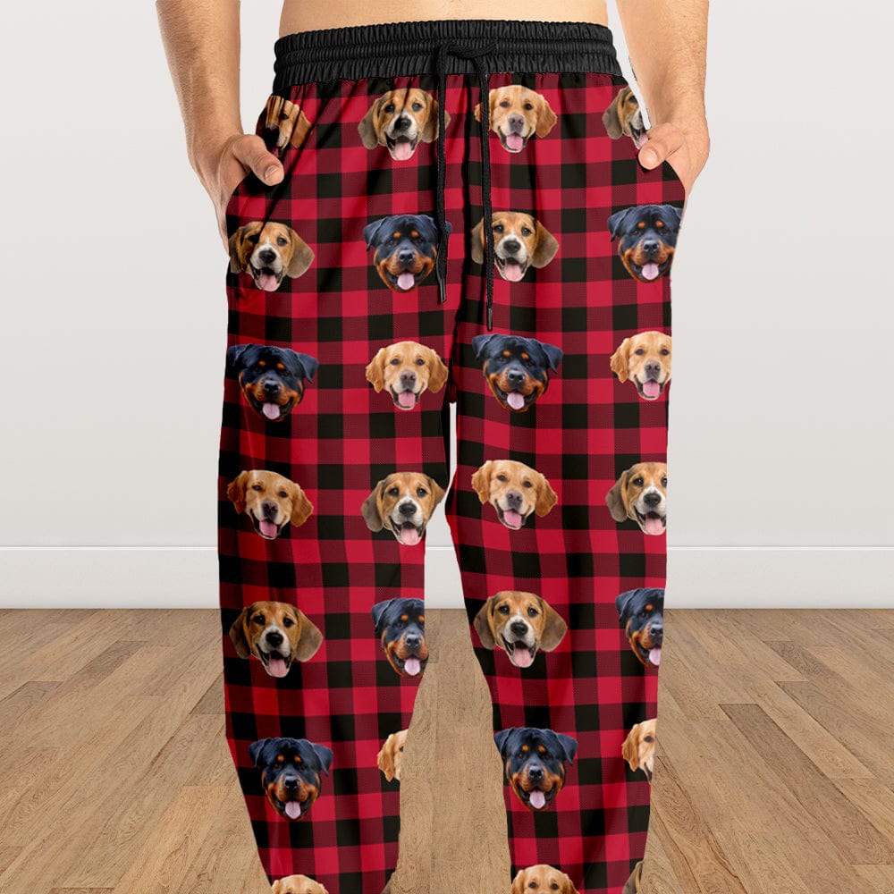 Custom Photo With Christmas Pattern Dog Cat - Sweatpants For Men And Women
