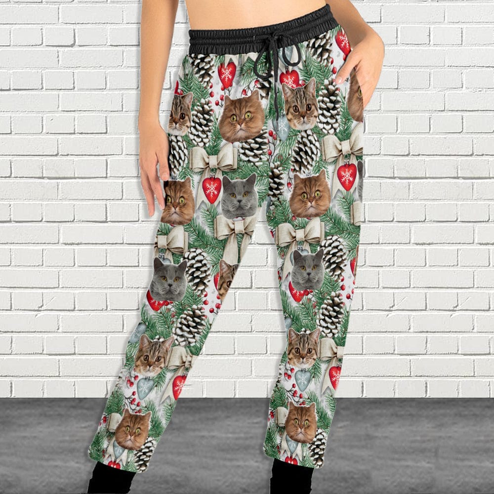 Custom Photo With Christmas Pattern Dog Cat - Sweatpants For Men And Women