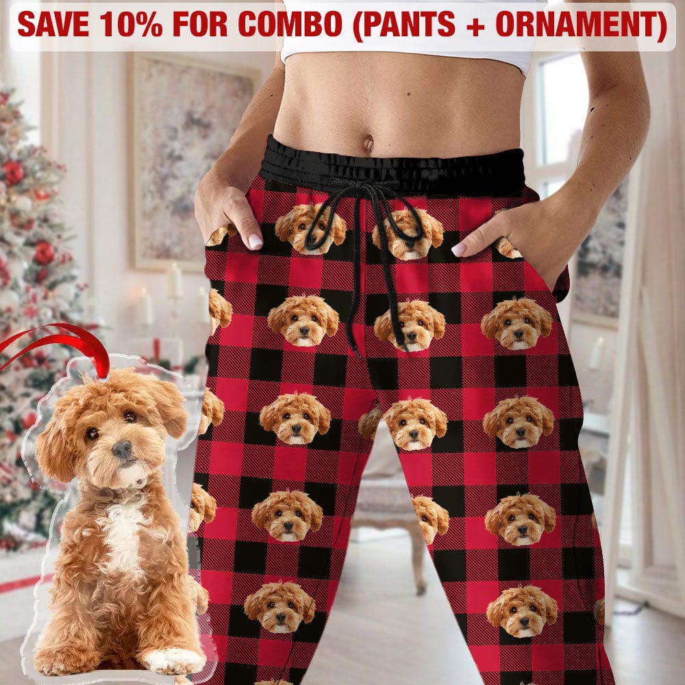 Custom Photo With Christmas Pattern Dog Cat - Sweatpants For Men And Women Secondary image