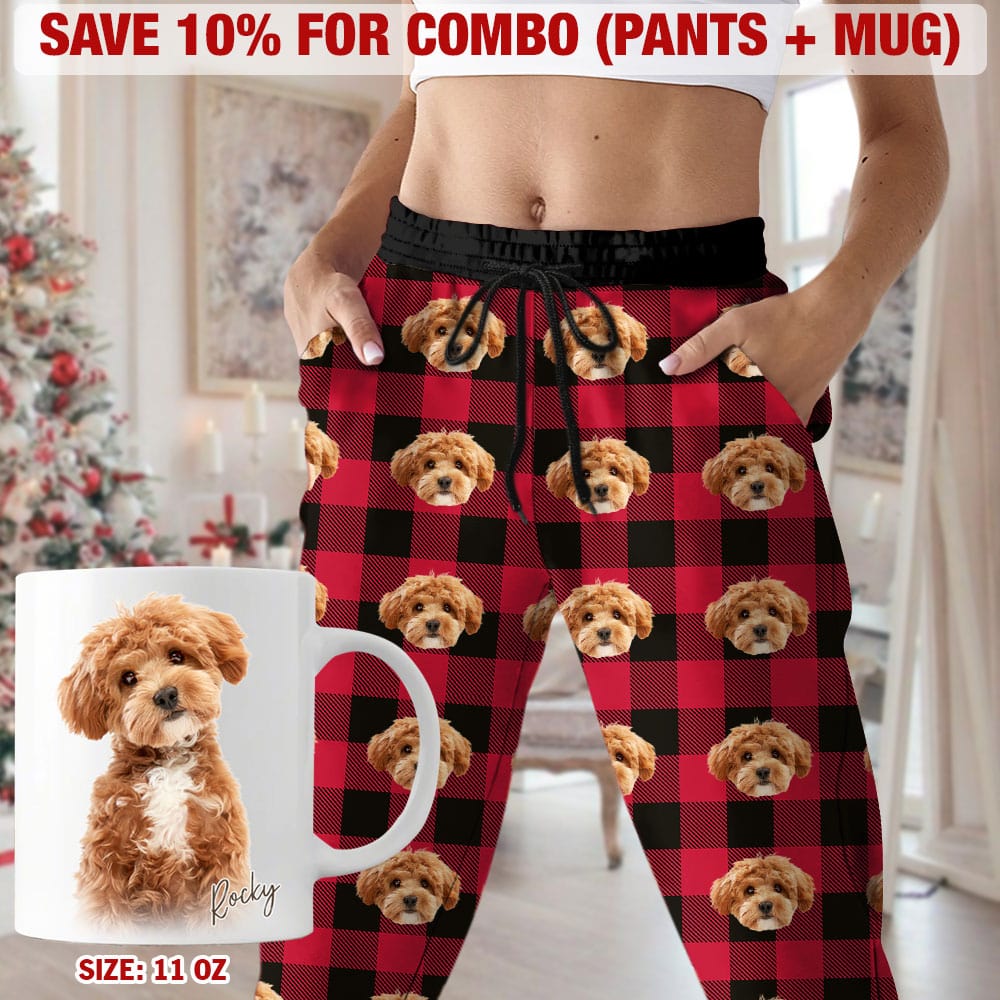 Custom Photo With Christmas Pattern Dog Cat - Sweatpants For Men And Women