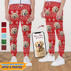 Custom Photo With Christmas Pattern Dog - Sweatpants For Men And Women