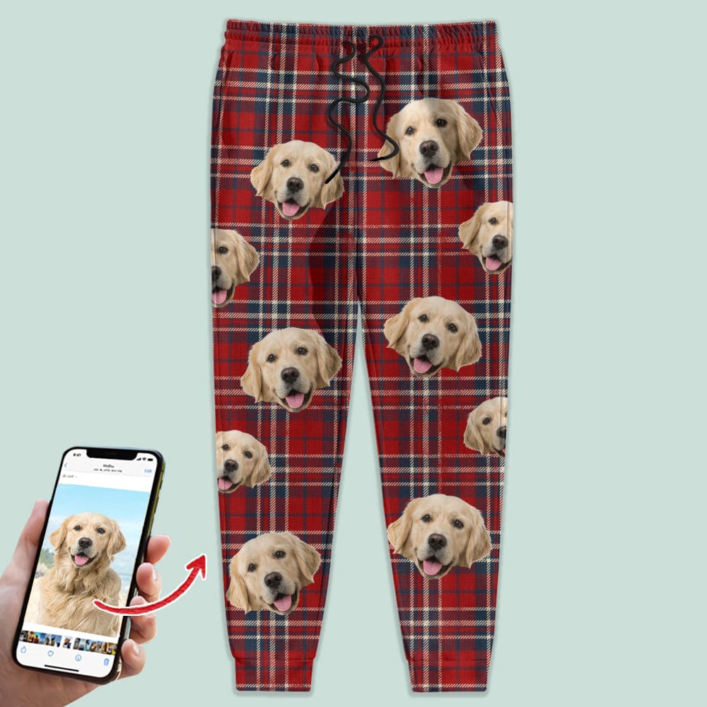 Custom Photo With Christmas Pattern Dog - Sweatpants For Men And Women