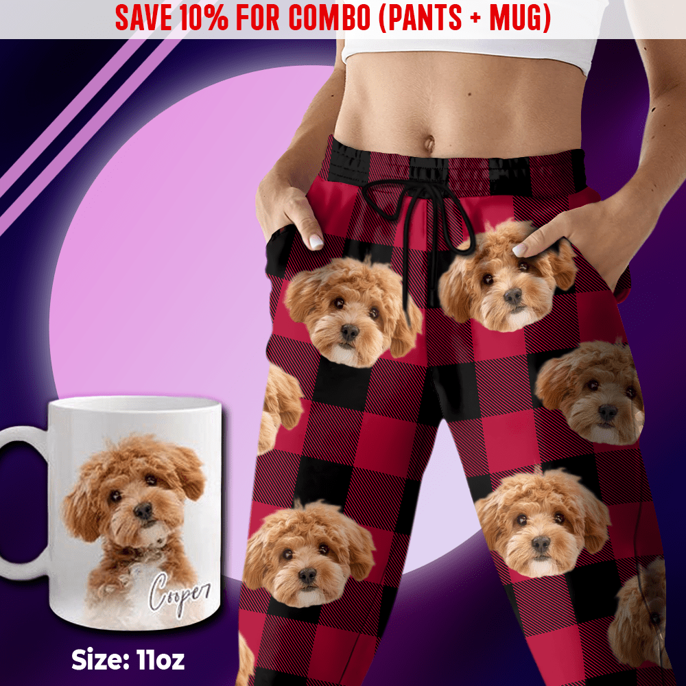 Custom Photo With Christmas Pattern Dog - Sweatpants For Men And Women