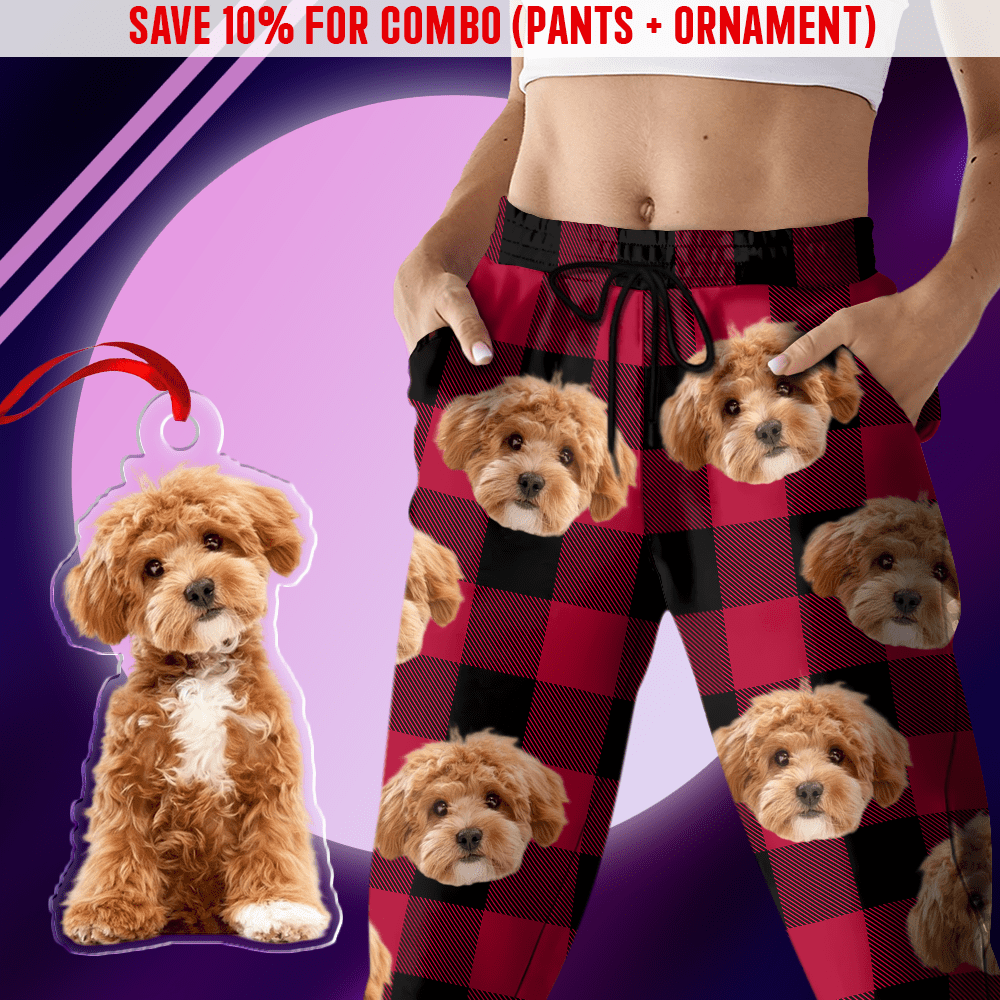 Custom Photo With Christmas Pattern Dog - Sweatpants For Men And Women Main image