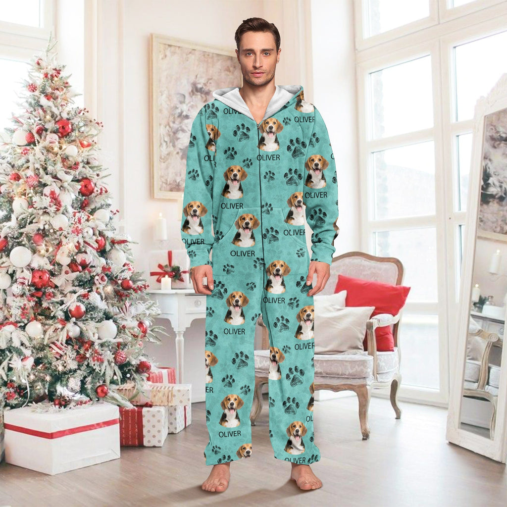 Custom Photo With Dog Cat Paw - Onesie Pajamas For Dog Lovers