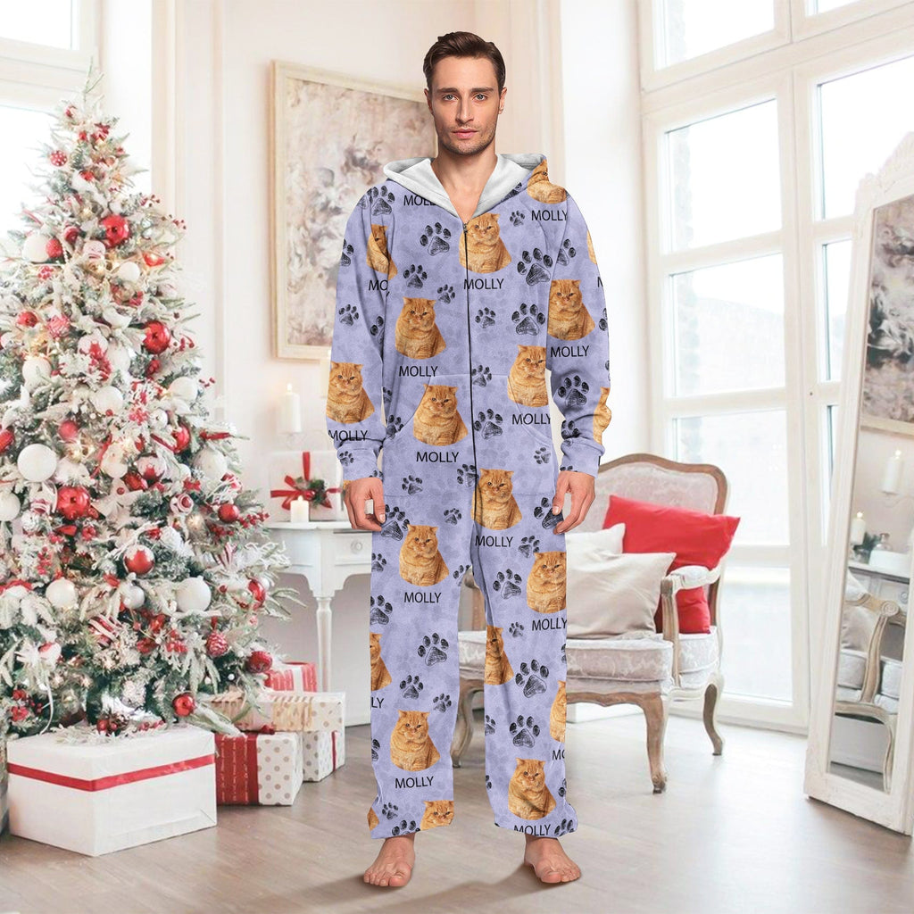 Custom Photo With Dog Cat Paw - Onesie Pajamas For Dog Lovers