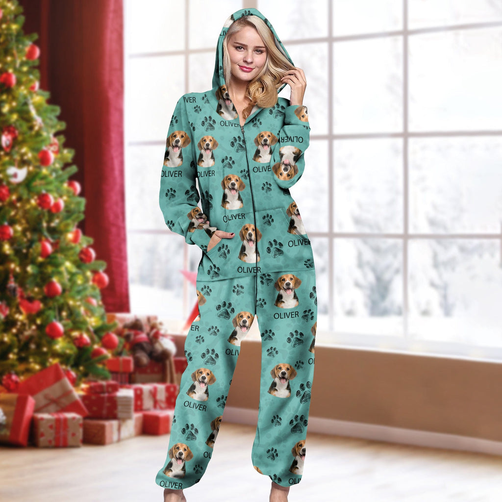 Custom Photo With Dog Cat Paw - Onesie Pajamas For Dog Lovers