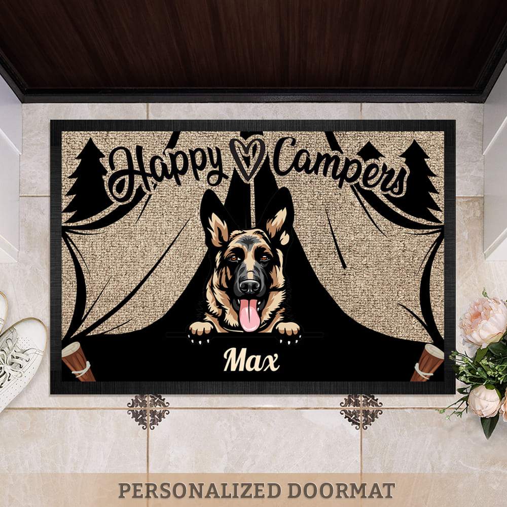 Happy Camper Doormat - Dog Lover Gift With Pawprints For Camping Enthusiasts Main image