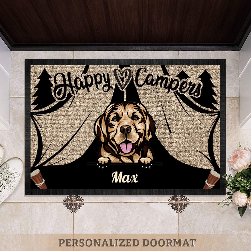 Happy Campers Doormat - Dog Lover Gift For Camping Enthusiasts