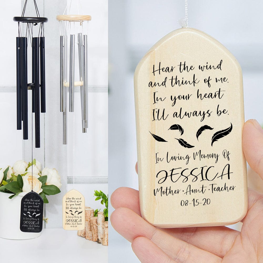 Custom Pet Photo Hear The Wind And Think Of Me - Memorial Wind Chimes