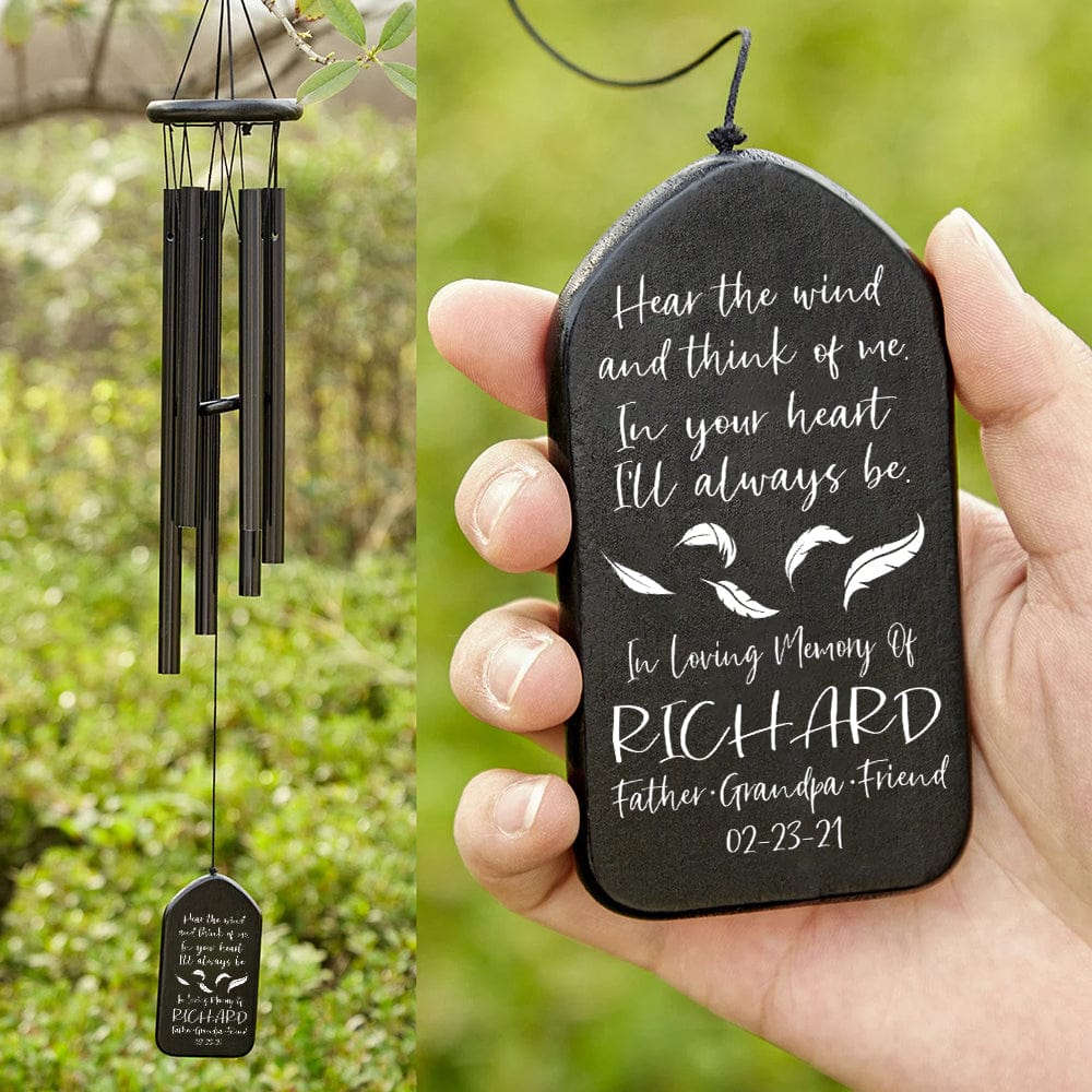 Custom Pet Photo Hear The Wind And Think Of Me - Memorial Wind Chimes