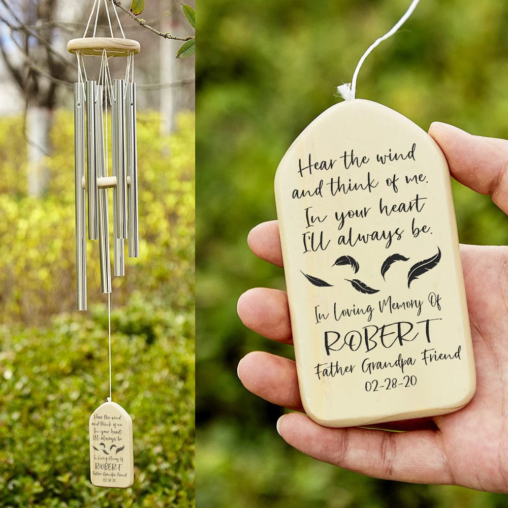 Custom Pet Photo Hear The Wind And Think Of Me - Memorial Wind Chimes Main image