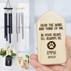 Custom Dog Cat Photo Hear The Wind And Think Of Me - Memorial Wind Chimes