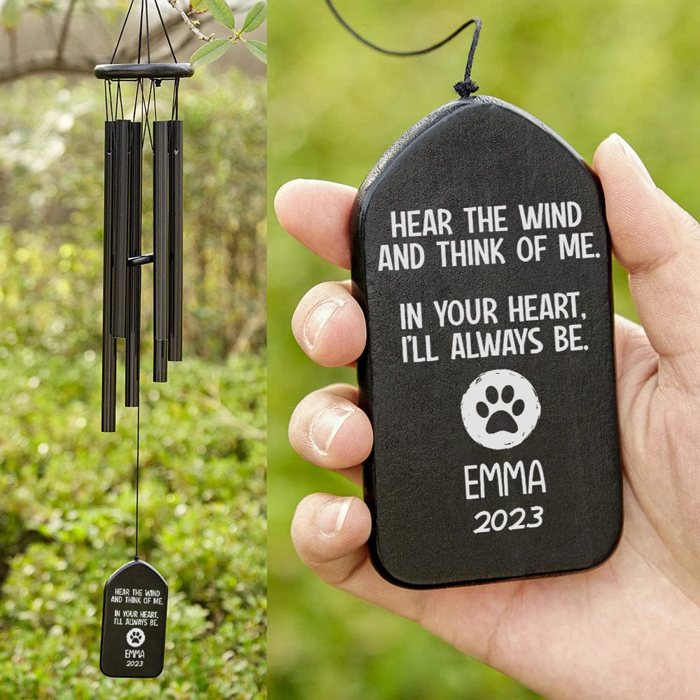 Custom Dog Cat Photo Hear The Wind And Think Of Me - Memorial Wind Chimes Main image