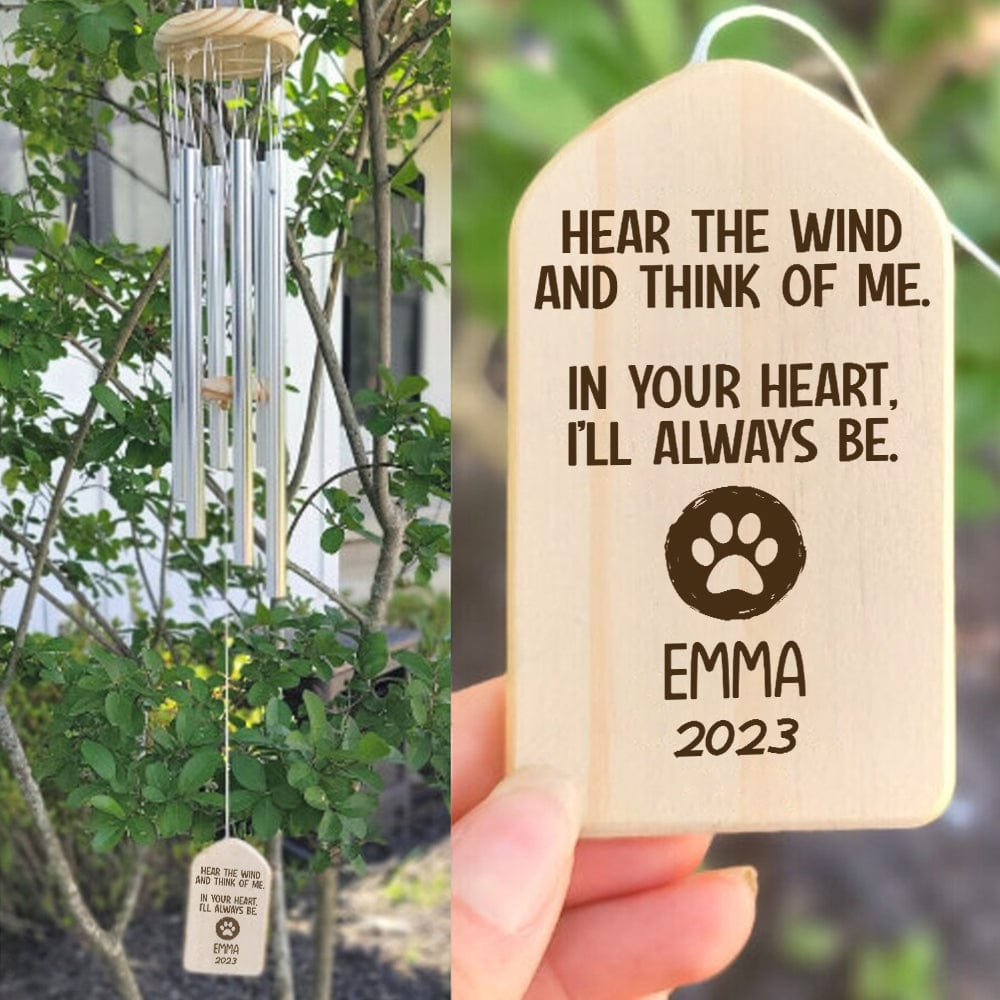 Custom Dog Cat Photo Hear The Wind And Think Of Me - Memorial Wind Chimes