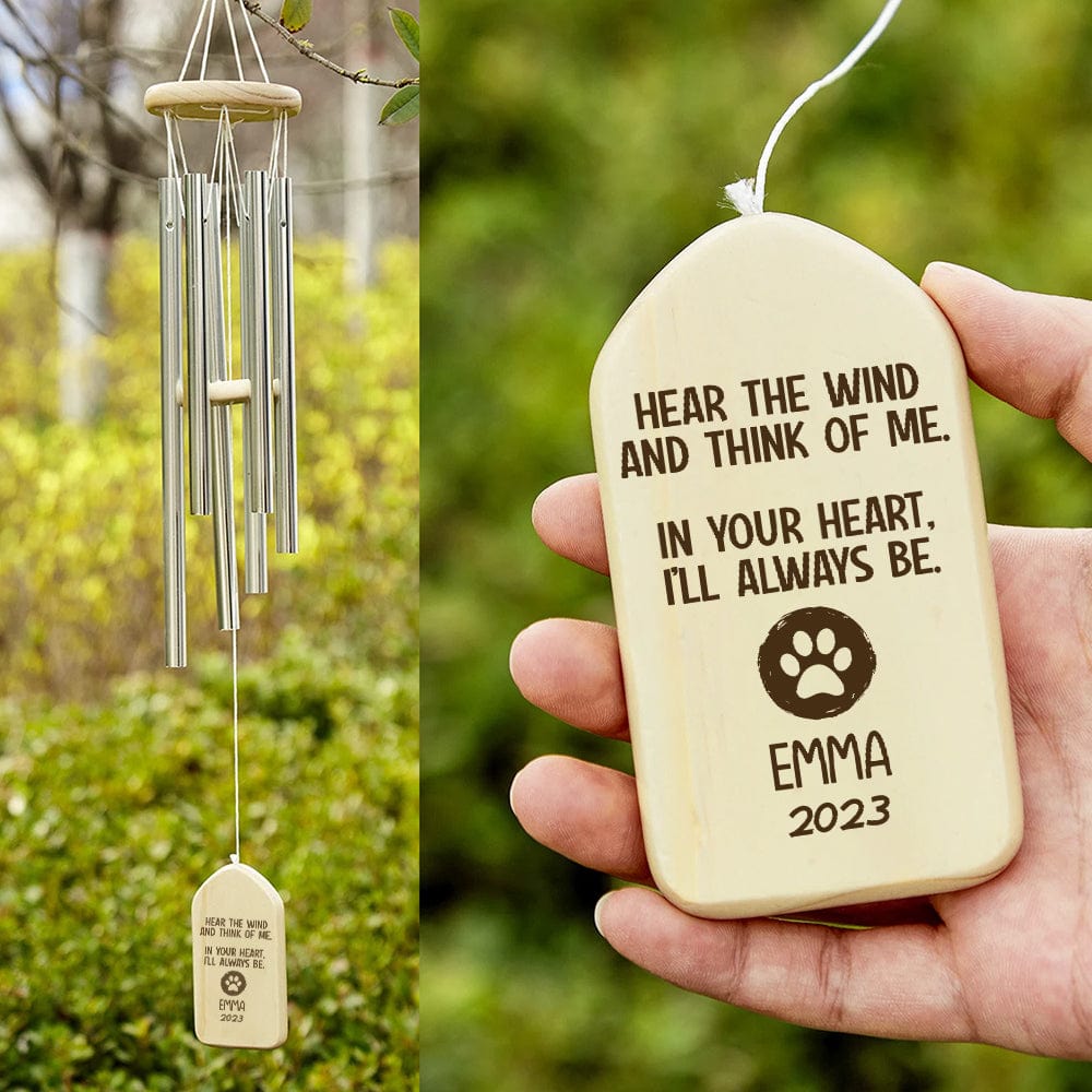 Custom Dog Cat Photo Hear The Wind And Think Of Me - Memorial Wind Chimes Secondary image