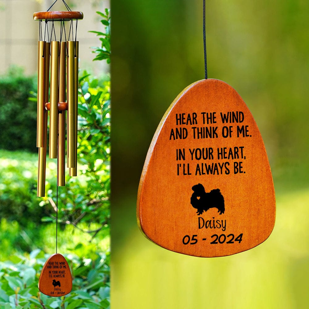 Custom Dog Memorial Wind Chimes - In Your Heart I'll Always Be