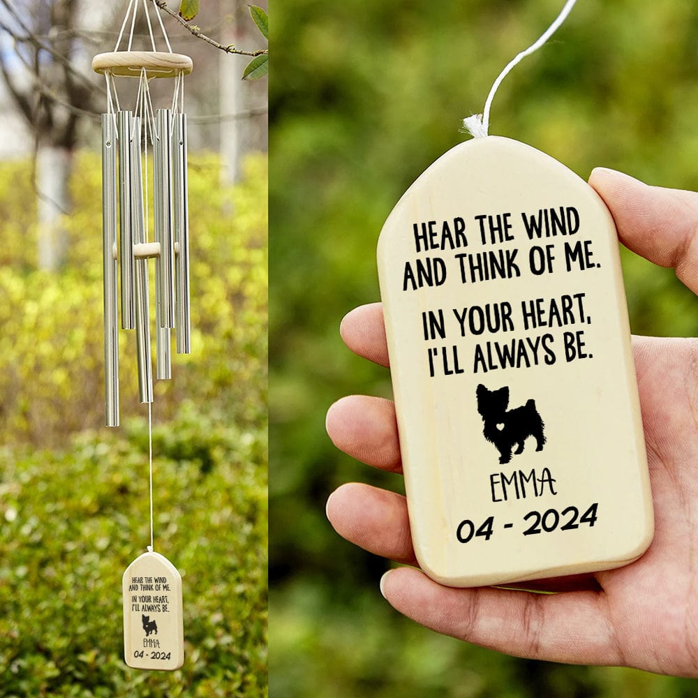 Custom Dog Memorial Wind Chimes - In Your Heart I'll Always Be