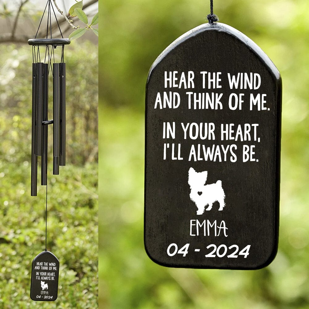 Custom Dog Memorial Wind Chimes - In Your Heart I'll Always Be