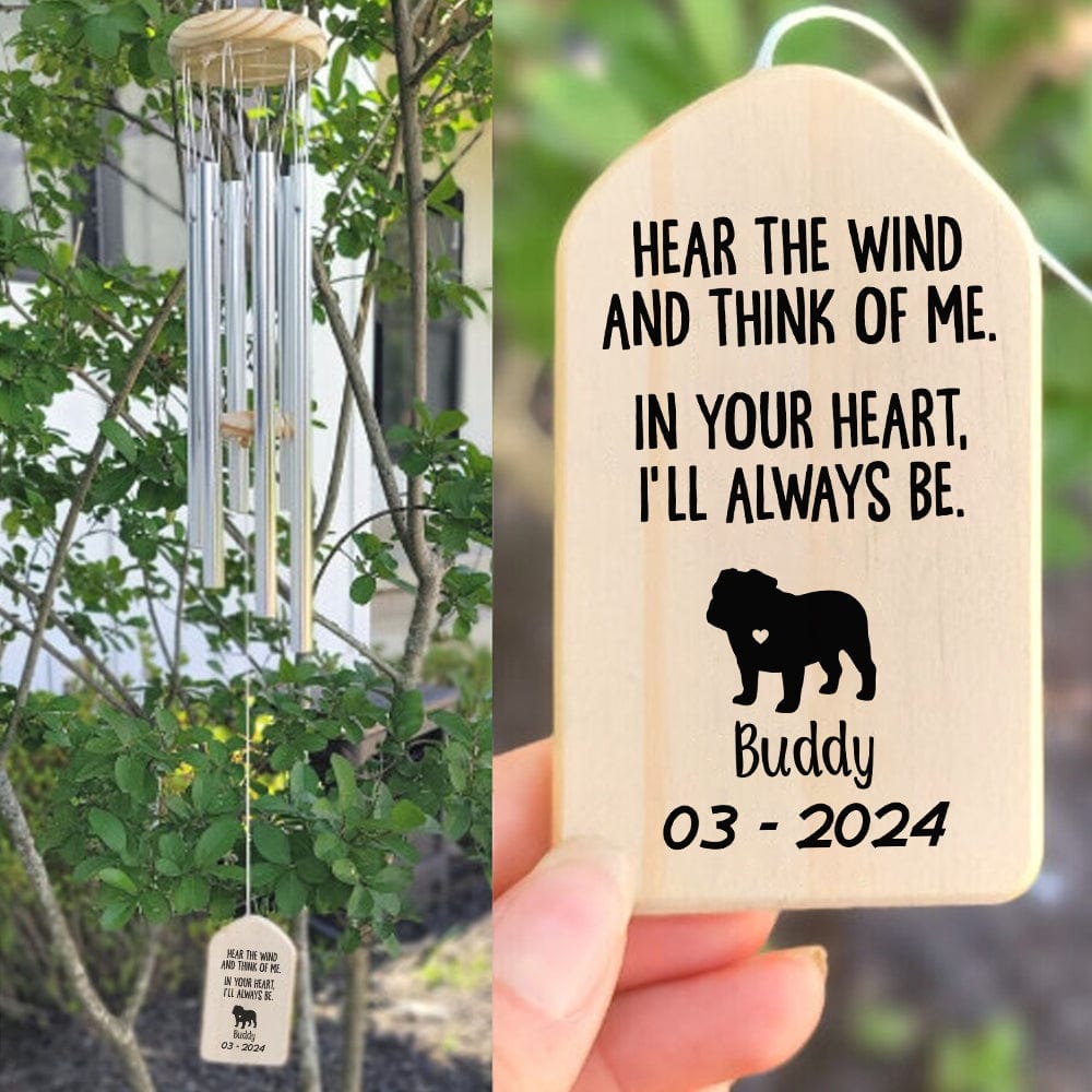 Custom Dog Memorial Wind Chimes - In Your Heart I'll Always Be Main image
