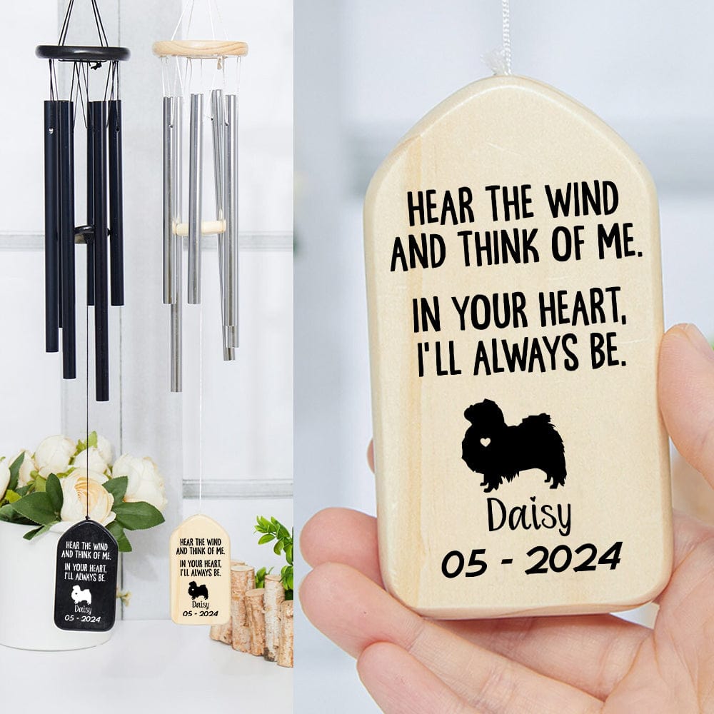 Custom Dog Memorial Wind Chimes - In Your Heart I'll Always Be