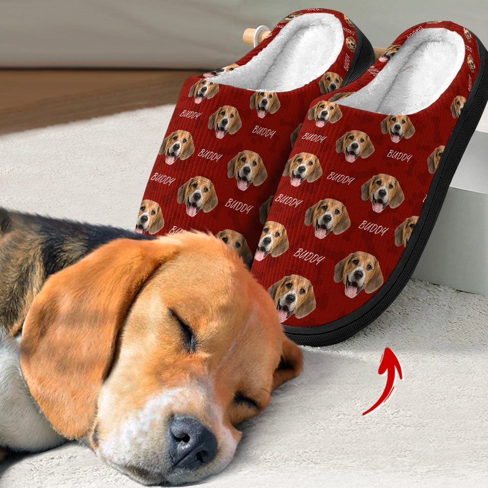 Custom Photo Dog Cat Face - Plush Slippers For Pet Lovers