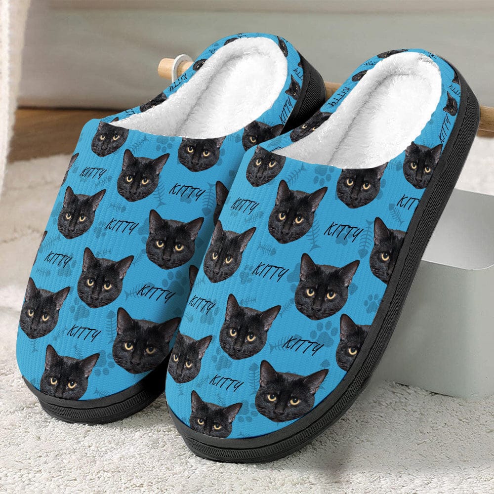 Custom Photo Dog Cat Face - Plush Slippers For Pet Lovers