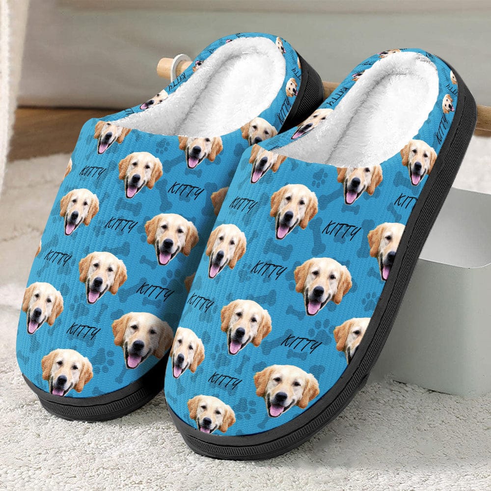 Custom Photo Dog Cat Face - Plush Slippers For Pet Lovers