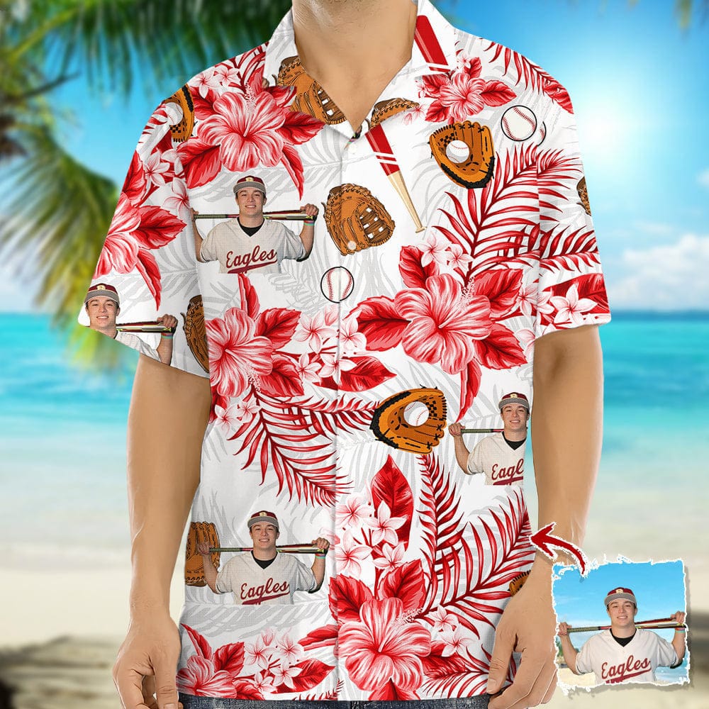 Custom Photo Baseball Hawaiian Shirt - Personalized All-Over Print Gift
