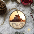 Upload Photo Couple Ornament - Wood Slice - Personalized Christmas Gift