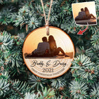 Upload Photo Couple Ornament - Wood Slice - Personalized Christmas Gift