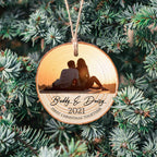Upload Photo Couple Ornament - Wood Slice - Personalized Christmas Gift