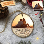 Upload Photo Couple Ornament - Wood Slice - Personalized Christmas Gift