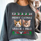 Custom Cat Photo Ugly Christmas Sweatshirt - Personalized Cat Lover Gift