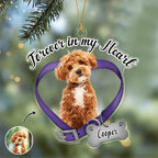 Custom Dog Photo Forever In My Heart - Memorial Acrylic Ornament