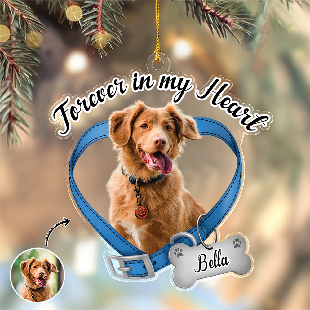 Custom Dog Photo Forever In My Heart - Memorial Acrylic Ornament Secondary image