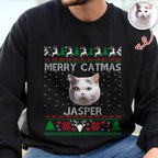 Custom Cat Photo Ugly Christmas Sweatshirt - Personalized Cat Lover Gift
